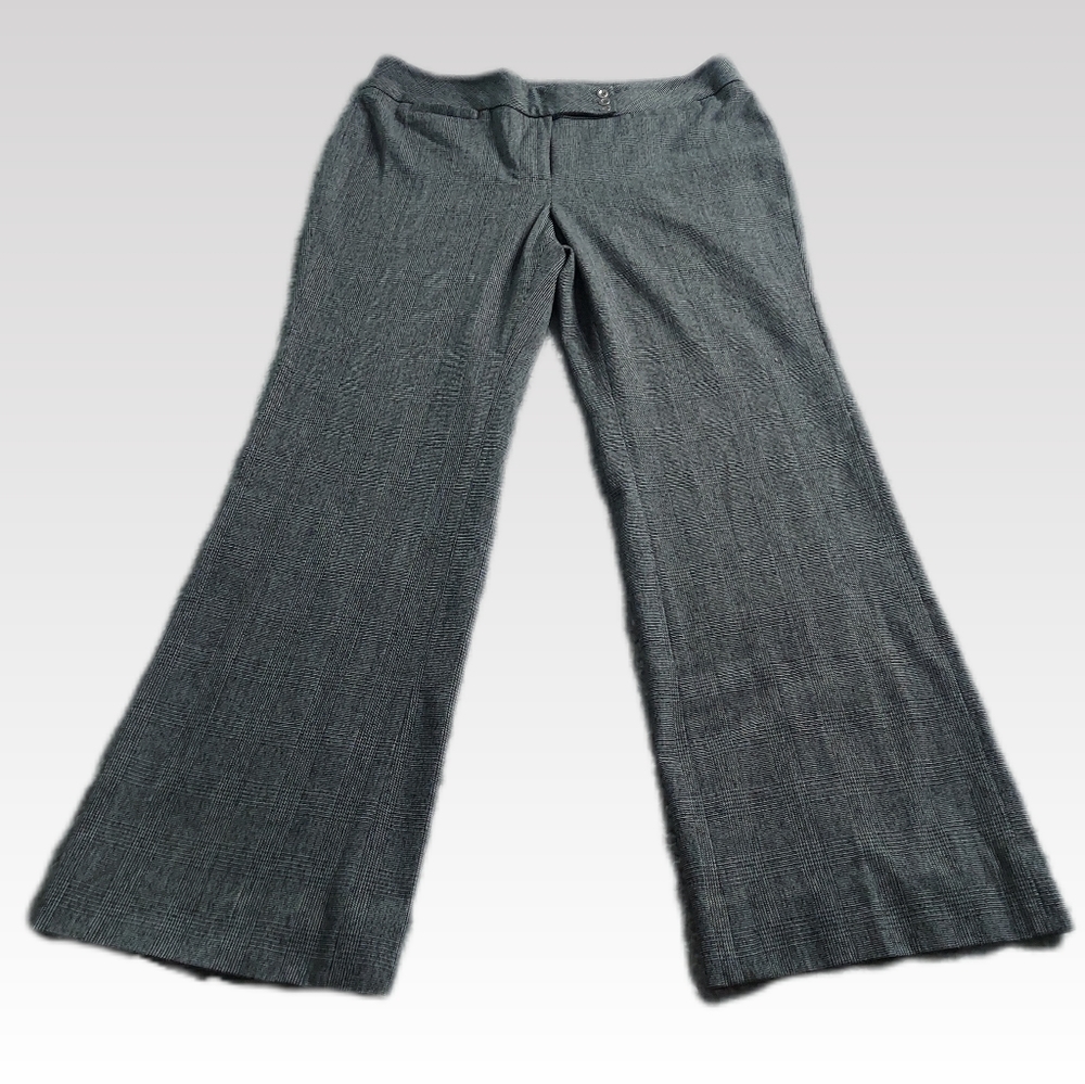 White House Black Market Pants 10 (Short) Grey Check Wide Leg Dress Slacks